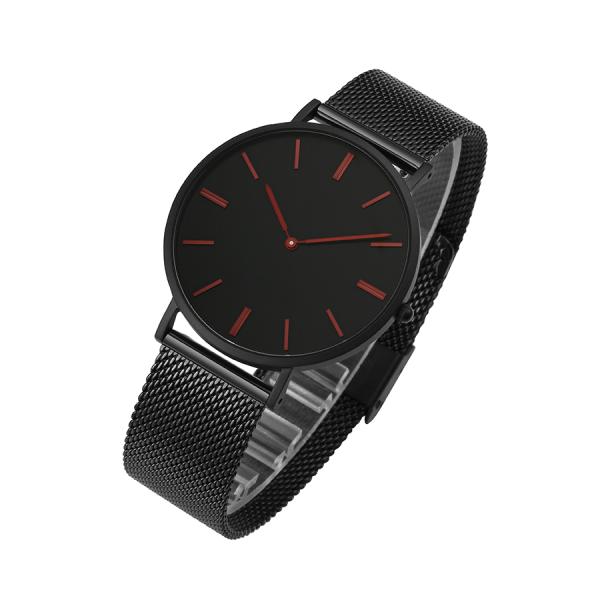 Blank Face Black Stainless Steel Mens Watch With Quick Change Mesh Band