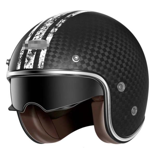 Carbon Fiber DOT Approved Double Visor Jet Helmet DOT 3/4 Open Face for S.M.L.XL.XXL