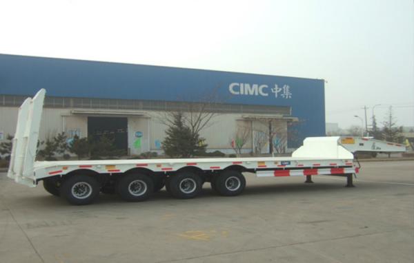 CIMC Original Low Bed Trailer 4 Axles 80ton Machanical Type With HOWO Prime Mover
