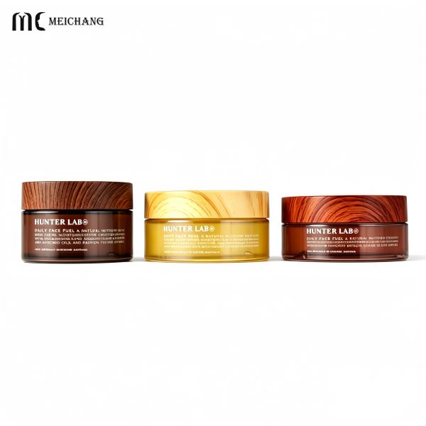 100g-250g Biodegradable Bamboo Texture Lid Wide-Mouth Cream Jar Eco-Friendly PETG Recyclable Container for Organic Herbal Skincare Cream(MC-P-553)
