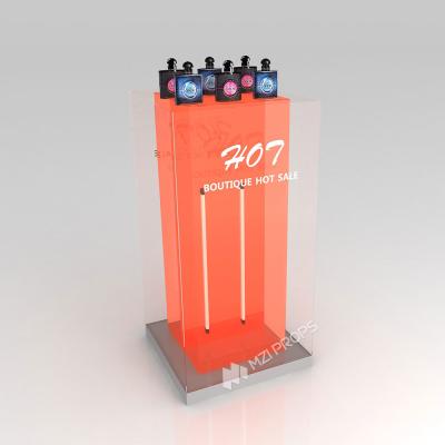 GDR05-JC05 Makeup Display Rack with 3mm Orange Semi-Transparent Acrylic Assembled Box for Fashion Boutique