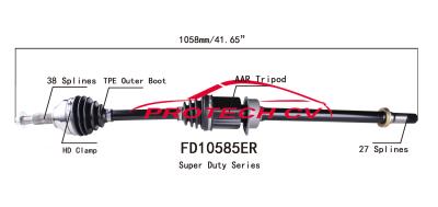 FD10585ER  CV Axle Assembly Heavy Duty Clamp TPEE Boot  Cold Forging Grinding Process Technology EXTREME Weather Unit