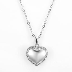3.15g 925 Silver CZ Pendant Rhodium Valentines Day Heart Pendant