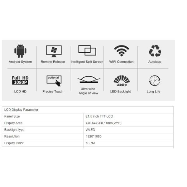 Рюкзак афиши Signage 21,5 цифров батареи игрока рекламы средств массовой информации Lcd дюйма идя