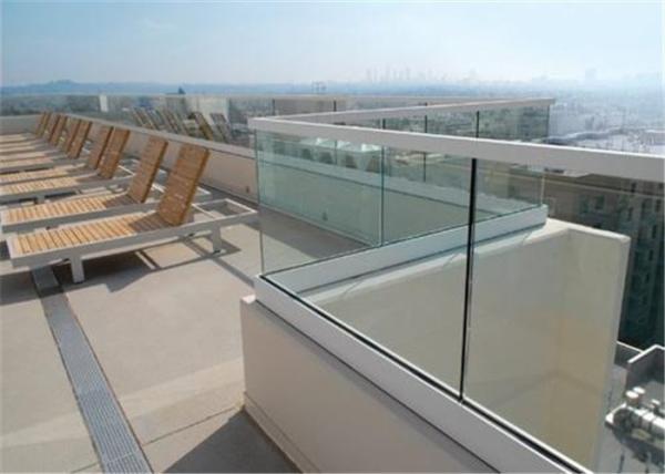 Glass Terrace Building Railing Commercial Glass Balustrade Aluminum U Channel Handrail Flooring Mounted