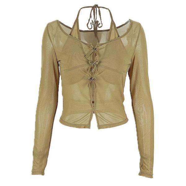 Небольшой смычок v сетки перспективы производителей одежды серии - футболка рукава шеи длинная