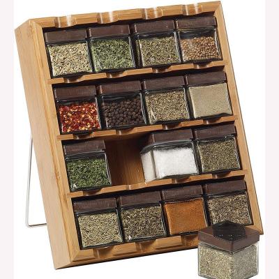 Organizador de bambu Detached Wall Mounted do armazenamento de cremalheira da especiaria da cozinha