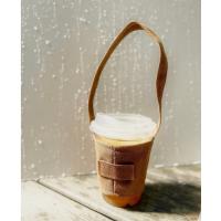 suporte de copo dobrável do café da lona de 8*6cm com Straw Pockets