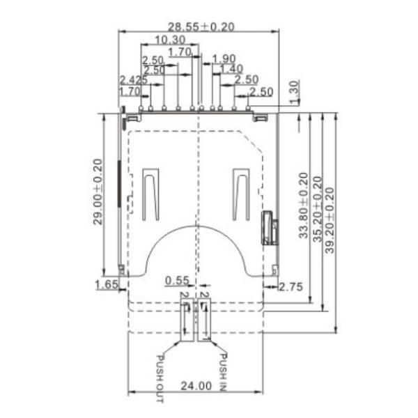 SGS карты tf читателя карты TransFlash микро- sd одобрил тип нажима нажима