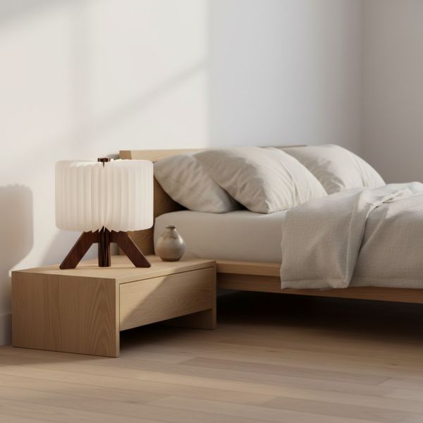 Bedroom Folding Origami Table Lamp Pleated Shade Soft Lighting 3500K