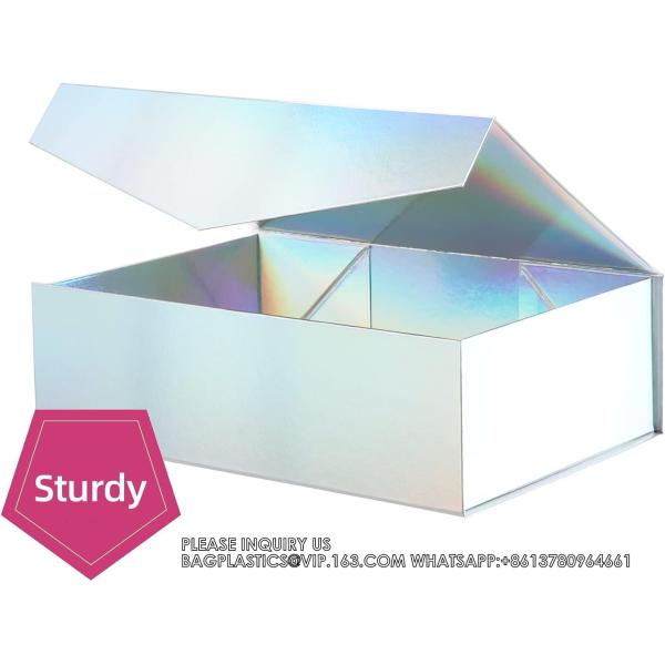 Holographic Silver Gift Boxes, Large Gift Boxes With Lids,Magnetic Closure Gift Boxes Presents, Bridesmaid Proposal