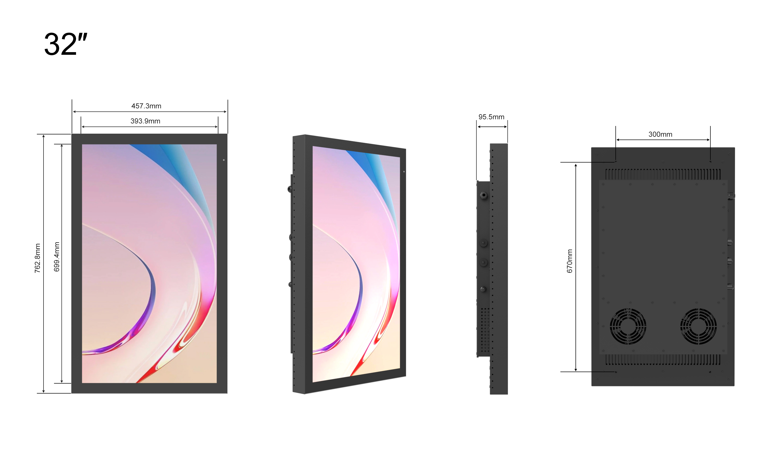 32 Inch IP65 Full Waterproof Outdoor LCD All-in-One, Digital Signage for Outdoor Advertising Public Display