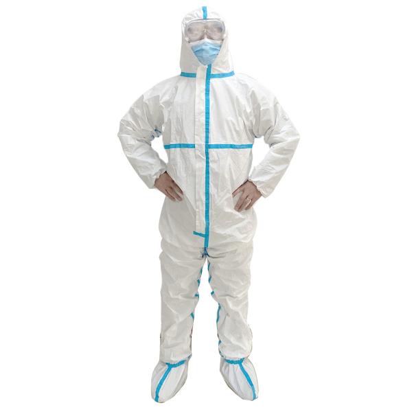 En14126 Microporous SF Overall Protective Clothing PP PE Laminated Full Body Gown