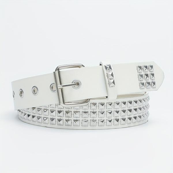 Unisex Western Belt with Ordinary Style Width 2-4cm Iron Buckle Rivet Punk Design