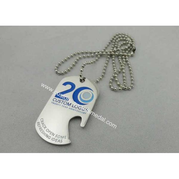 Custom Logo Personalised Dog Tags With Bottle Opener , 800*2.4mm Ball Chain