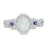 5.0mm Heart-Shaped Opal and 1/8 CT. T.W. CZ Frame Ring in Sterling Silver
