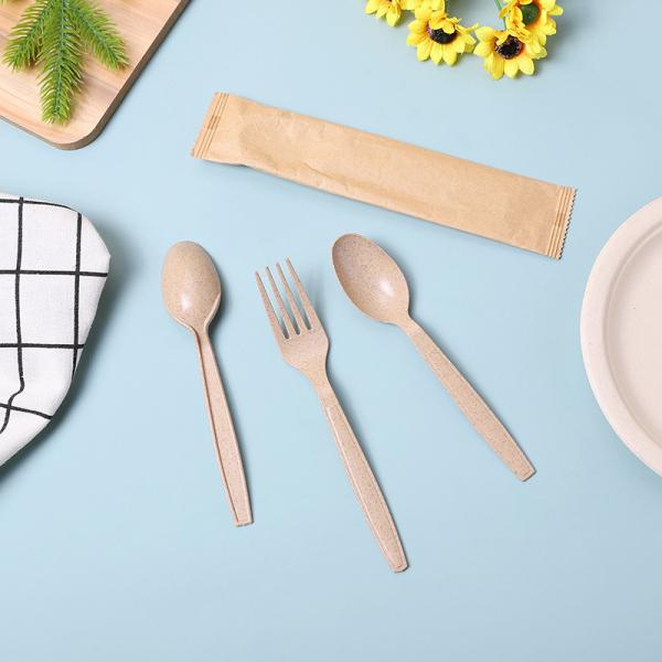 Customized Request Eco Friendly Biodegradable Wheat Straw Knife Fork Spoon Tableware