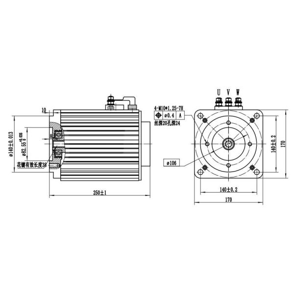 Robust construction 4kW AC motor for Electric forklift oil pump motor