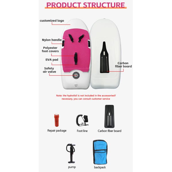 Customizable PVC Inflatable Surfboard  Carbon Fiber Rigid Paddle Board For Kit Foil