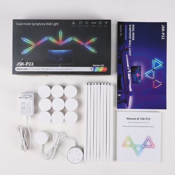 110-240V RGB Smart Splicing Glide Wall Lighting Music Sync Bar LED Light 9 Segment for Gaming Streaming Smart Home Decor
