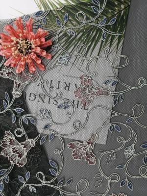 Female Dresses Floral Embroidered Lace Fabric For Lady Garment