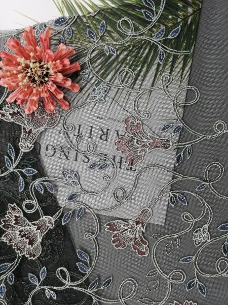Female Dresses Floral Embroidered Lace Fabric For Lady Garment