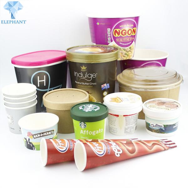 Smoothies Ice Cream Paper Cup 5OZ 12Oz Gelato Cups And Spoons