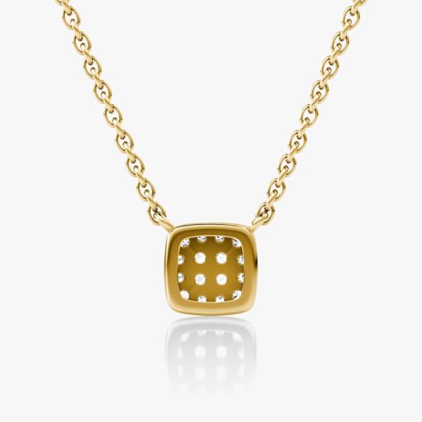 Collier pendentif carré en argent sterling 925 plaqué or 18 carats avec oxyde de zirconium