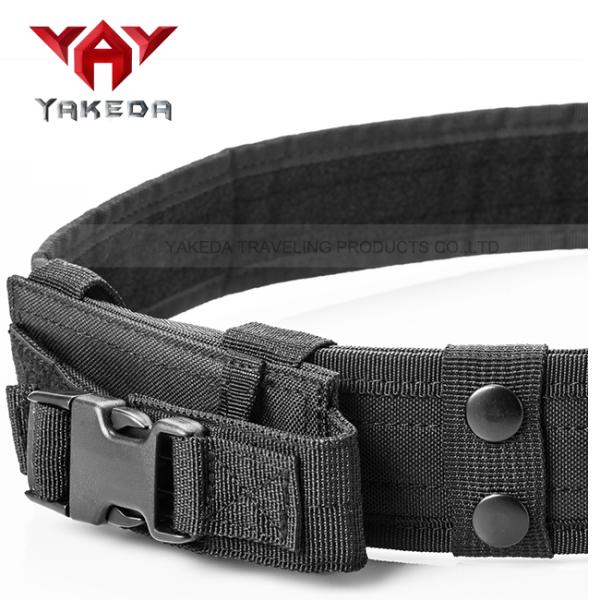 Heavy Duty Tactical Law Enforcement Pistol Belt with Horizontal Dual Magazine Pouches