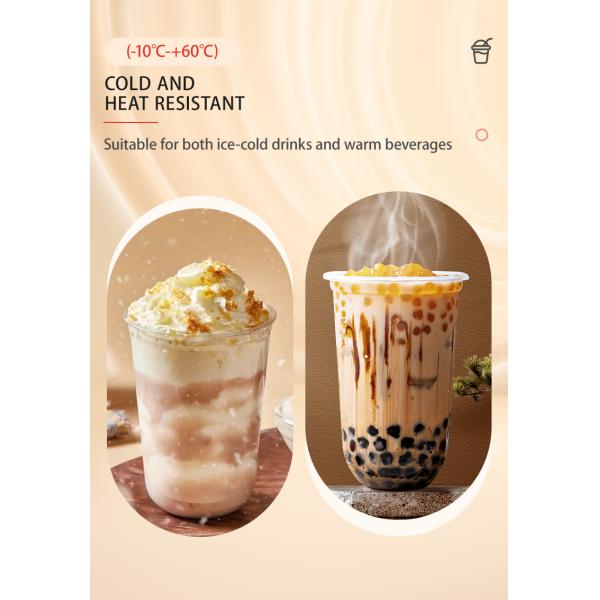 Customized PET Material 12-ounce U-shaped Coffee Cups Clear Disposable Boba Milktea Bubble Tea Plastic Cup with Lids