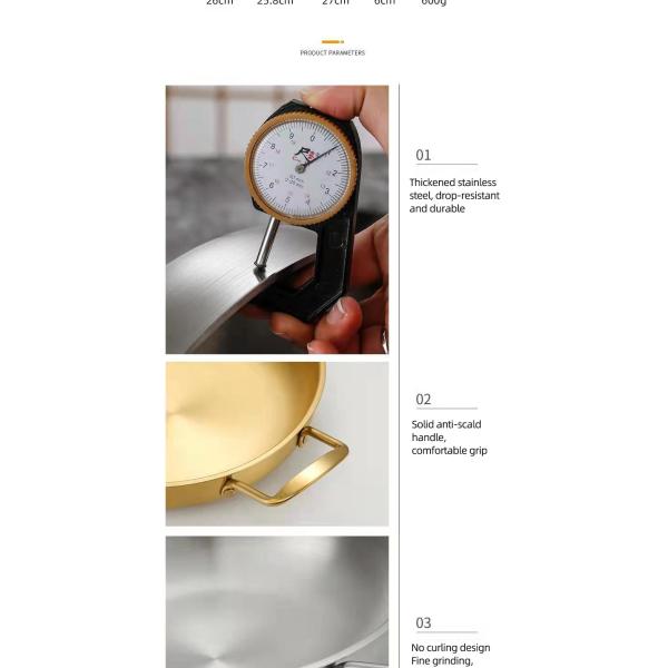 High Quality Silver Stainless Steel Cooker Flat Bottom Cooking Fry Pot Mini Seafood Pot Paella Pans