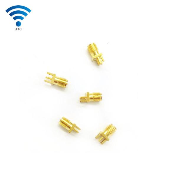 Solder Edge PCB Straight Mount Female Coax Connector , SMA Coaxial Cable Jack