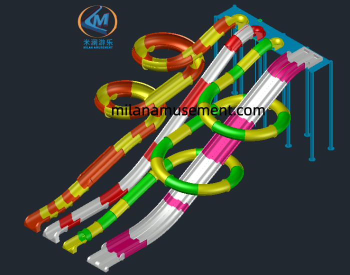 UV Resistant Custom Height FRP Water Pool Slide Aquatic Facilities Equipment