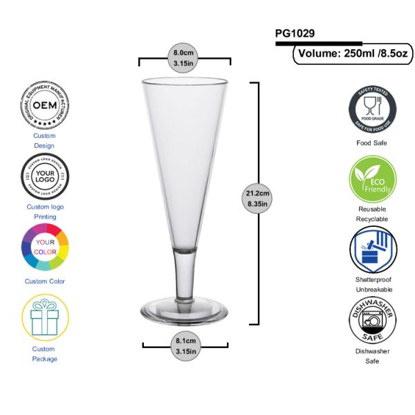 Reusable Plastic Vintage Tequila Glasses Galliano Liqueur Acrylic Flute Glasses