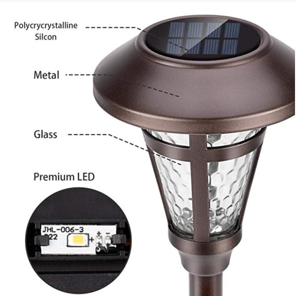 Bronze Finished 19 Inch 2V Solar Led Lawn Lights