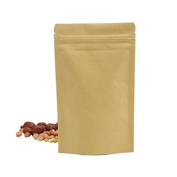 Compostable Stand Up Pouches Biodegradable Kraft Paper Bags With Resealable Zipper For Snacks Candy Packaging