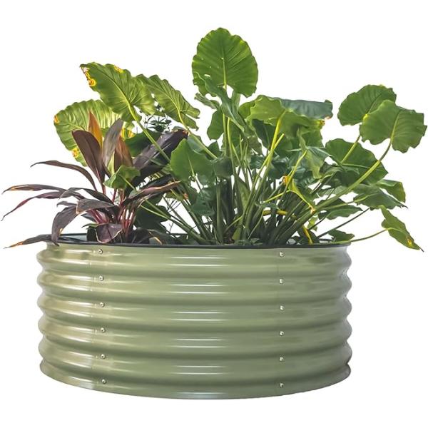 Galvanized Planter Garden Boxes Outdoor Galvanized Steel Round Raised Garden Planter 3.5x0.92 Ft