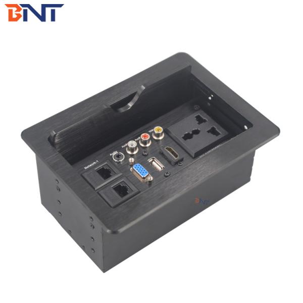 Aluminum Alloy Floor Stand / Table Mount Desktop Flip Up Power Socket Box