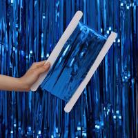 Azul Moderno Aniversário Chuva Seda Folha Azul pano de fundo Festa colorida Cortinas Tinsel Para Eventos Criativos