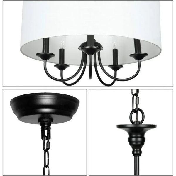 American Fabric Shade Chandelier Rustic Vintage Minimalist Fabric Pendant Lamp Retro Fabric Hanging Lighting (WH-VP-369)
