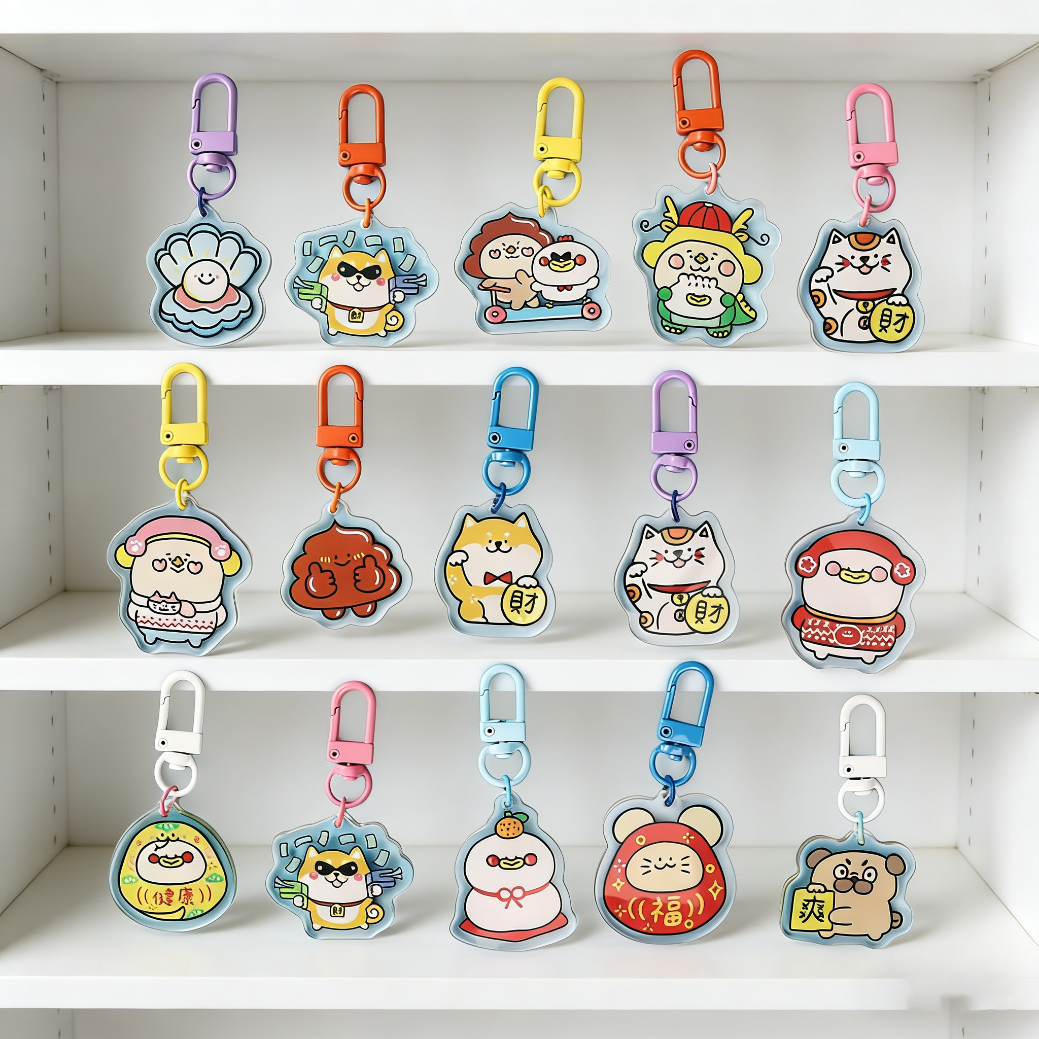 DIY Cute Cartoon Keychain – Custom UV Print on Transparent Acrylic, Multiple Sizes