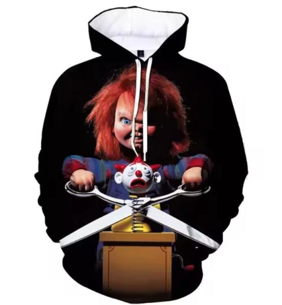 Chucky Printed Oversize Hoodie Men Horror Movie 3D Printed Hoodies