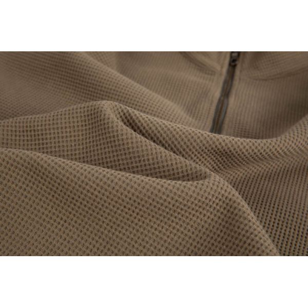 Waffle Knit Quarter-Zip Mock Neck Shirt - Breathable Long Sleeve Top for Men