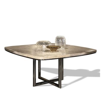 Pé transversal de aço inoxidável das mobílias modernas luxuosas da mesa de jantar do tampo da mesa do mármore da casa