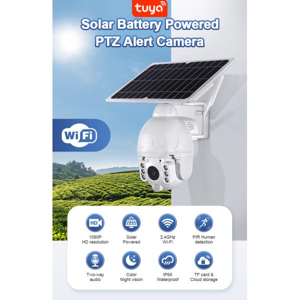Батарея камеры PIR IP66 1080P HD купола WIFI IP панели солнечных батарей 2MP PTZ TUYA умная