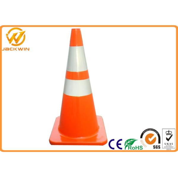 Orange PVC Traffic Safety Cones with 2 Reflective Tape 75cm Height 36 * 36 cm