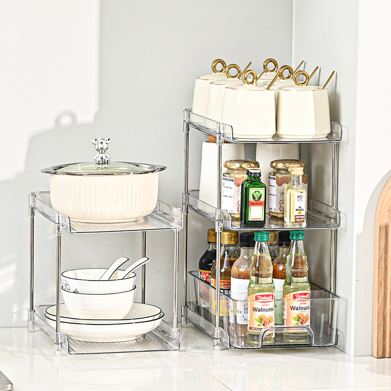 Professional Clear Plastic Cosmetic Organizer Multi-Tier Snack Shelf Skincare