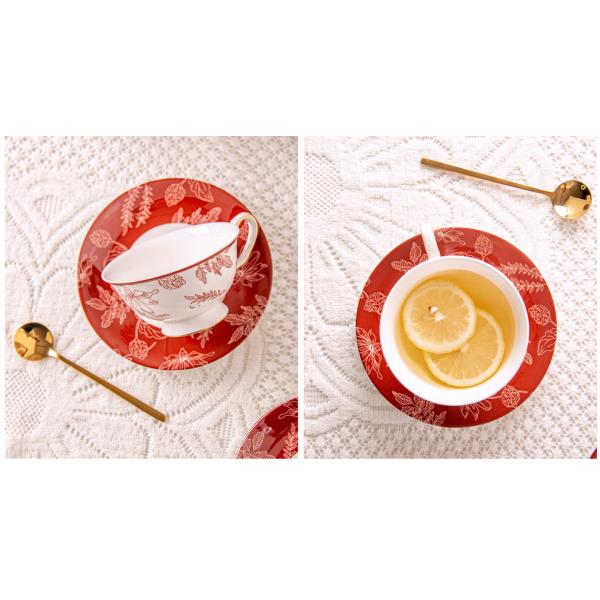 Vintage Design Style Luxury Porcelain Tea Cup And Saucer Set Sustainable Bone Gift