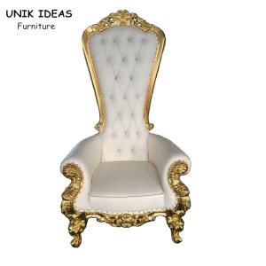 High Back Gold King Bride And Groom Wedding Throne Chairs For Rent 1750x520x550m