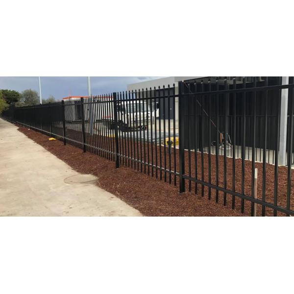 2100mm High Steel Tubular Fencing 2400mm Wide 2 Rails Security Hercules
